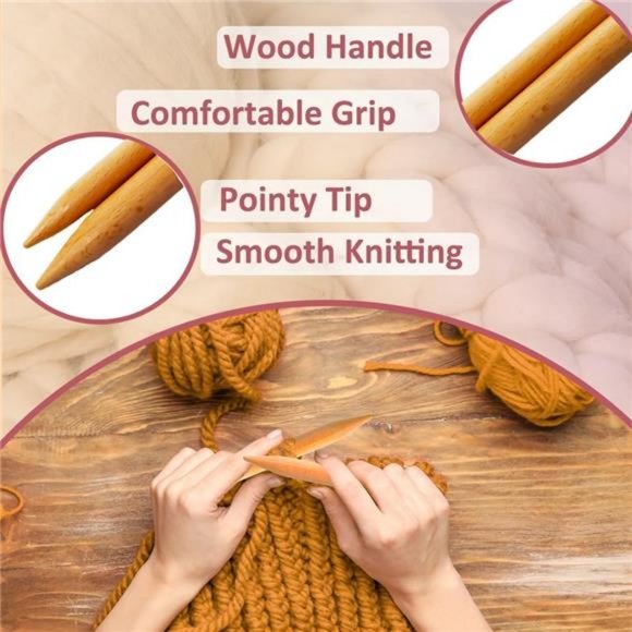 Circular Knitting Needles 12.0mm 15.0mm, Beech Wood Blanket Knitting Needle - Picture 5 of 7
